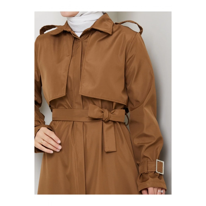 UZUN TRENCH 140 CM BOYUNDA TRENÇKOT KAHVE