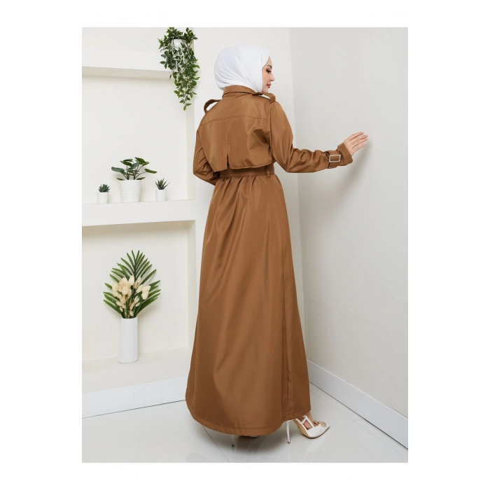 UZUN TRENCH 140 CM BOYUNDA TRENÇKOT KAHVE