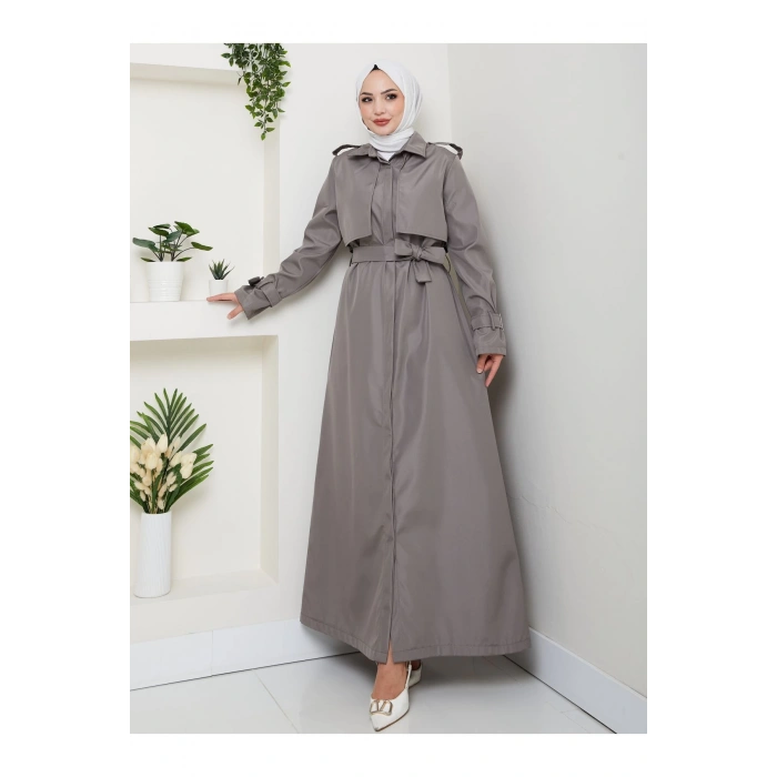 UZUN TRENCH 140 CM BOYUNDA TRENÇKOT GRİ