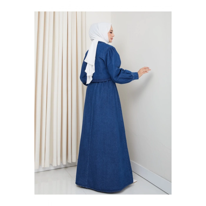 CEKET ELBİSE İKİLİ KOT TAKIM TESETTÜR İKİ PARŞA MAVİ