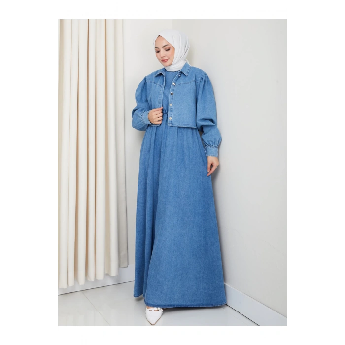 CEKET ELBİSE İKİLİ KOT TAKIM TESETTÜR İKİ PARŞA AÇIK KOT