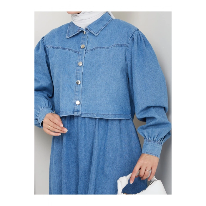 CEKET ELBİSE İKİLİ KOT TAKIM TESETTÜR İKİ PARŞA AÇIK KOT