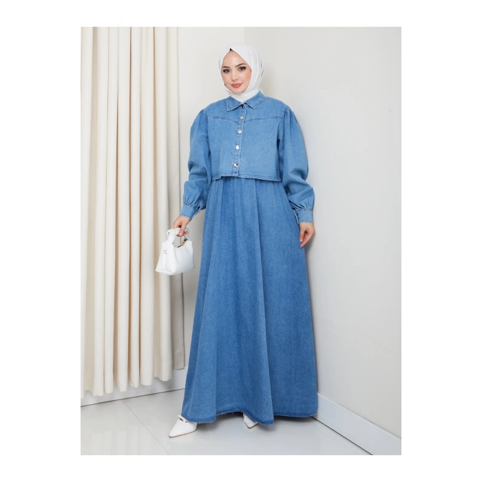 CEKET ELBİSE İKİLİ KOT TAKIM TESETTÜR İKİ PARŞA AÇIK KOT