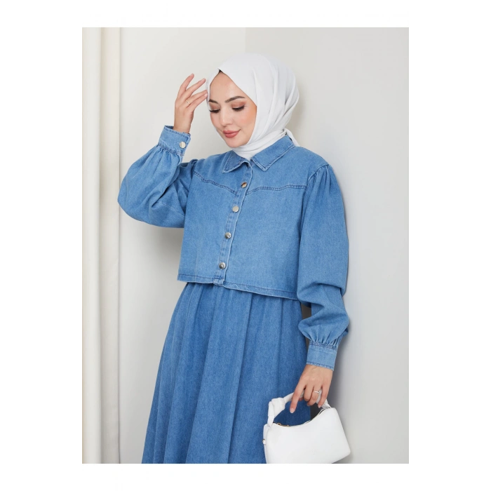 CEKET ELBİSE İKİLİ KOT TAKIM TESETTÜR İKİ PARŞA AÇIK KOT