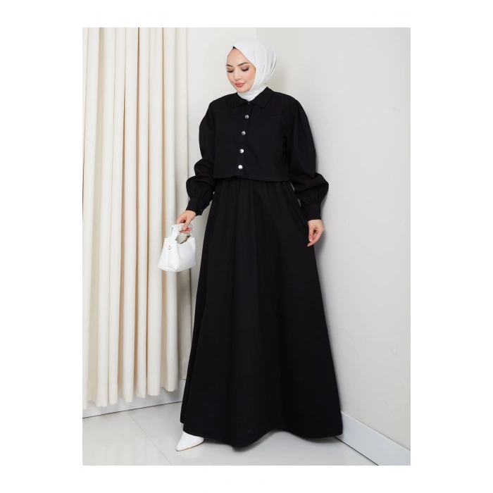 CEKET ELBİSE İKİLİ KOT TAKIM TESETTÜR İKİ PARŞA SİYAH