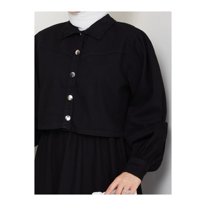 CEKET ELBİSE İKİLİ KOT TAKIM TESETTÜR İKİ PARŞA SİYAH