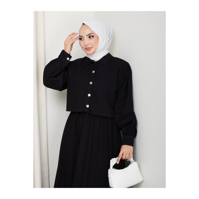 CEKET ELBİSE İKİLİ KOT TAKIM TESETTÜR İKİ PARŞA SİYAH