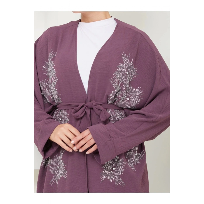 TAŞLİ KİMONO AYROBİN TESETTÜR TAKIM 634 MÜRDÜM
