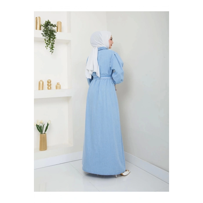 CEOLİ FERMUARLI TESETTÜR AÇİK KOT ELBİSE