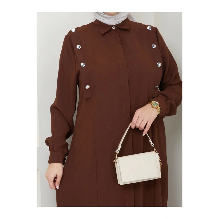 UZUN BOY GÖMLEK TAKIM  BATTAL TESETTÜR TAKIM KAHVE