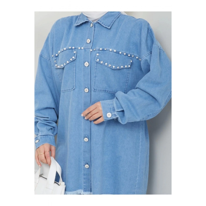 İNCİLİ KAPAKLİ CEP AÇIK KOT TESETTÜR TAKIM