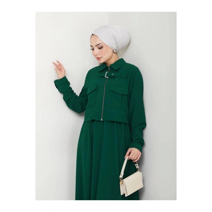 ETEKLI CEPLE FERMELI CEKETLI  TESETTÜR TAKIM ZÜMRÜT