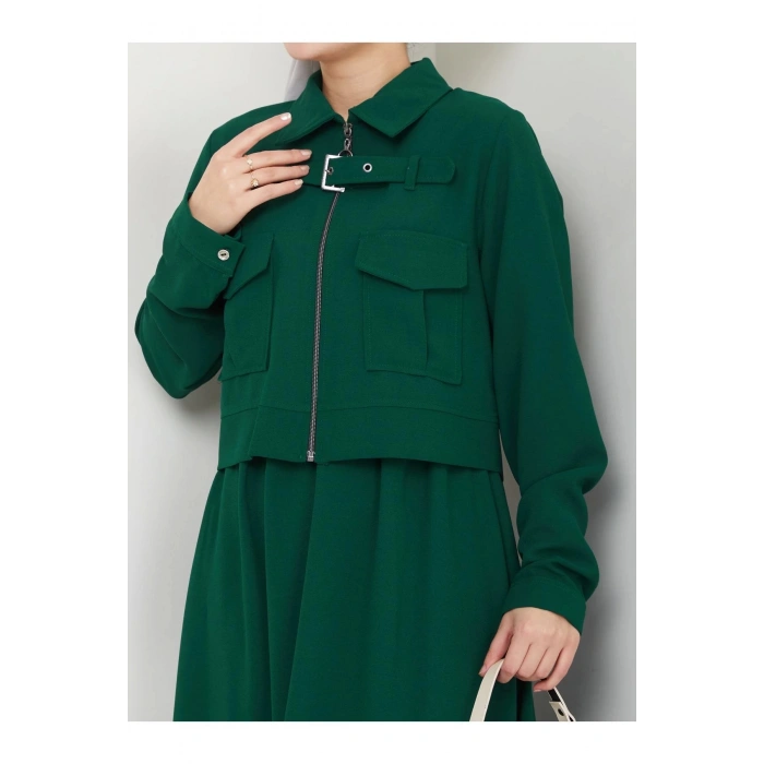 ETEKLI CEPLE FERMELI CEKETLI  TESETTÜR TAKIM ZÜMRÜT