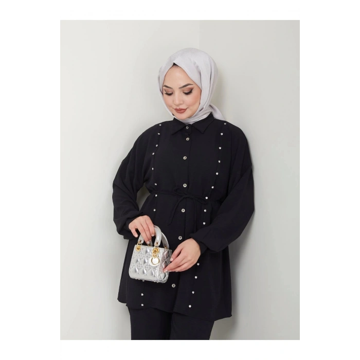 TAŞLİ AYROBİN TESETTÜR TAKIM SİYAH