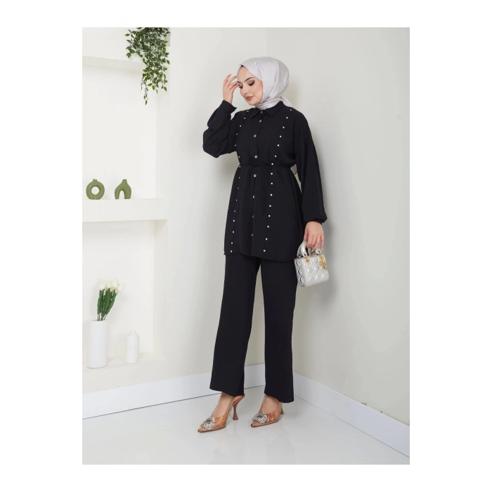 TAŞLİ AYROBİN TESETTÜR TAKIM SİYAH