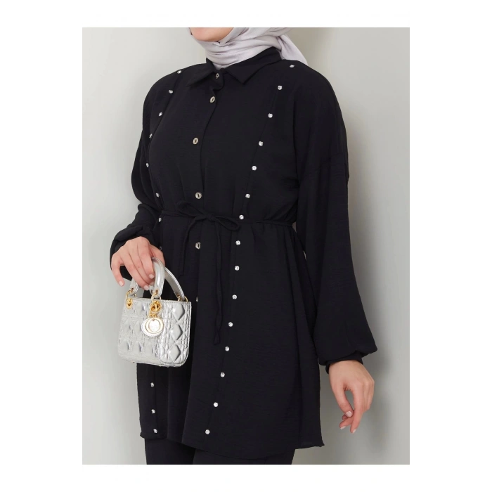 TAŞLİ AYROBİN TESETTÜR TAKIM SİYAH