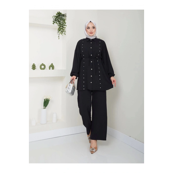 TAŞLİ AYROBİN TESETTÜR TAKIM SİYAH