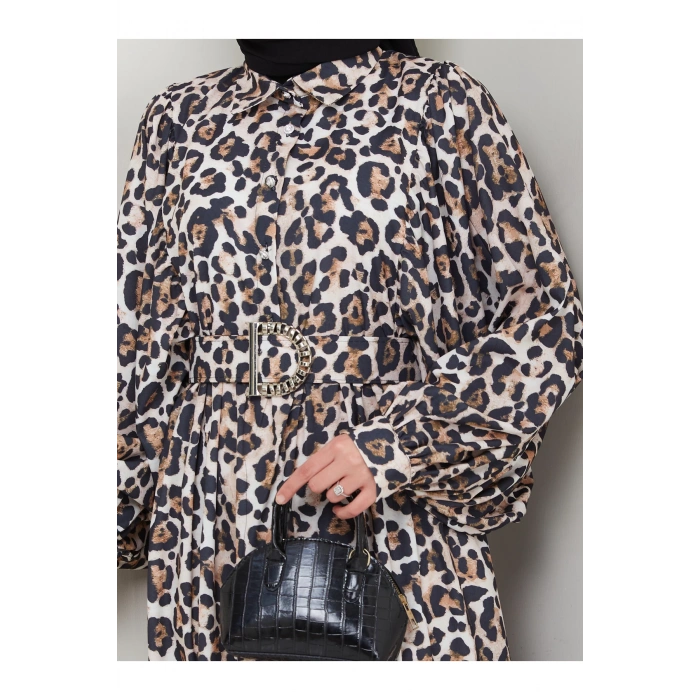 LEOPAR DESENLİ ELBİSE KAPLMA KEMER 2002