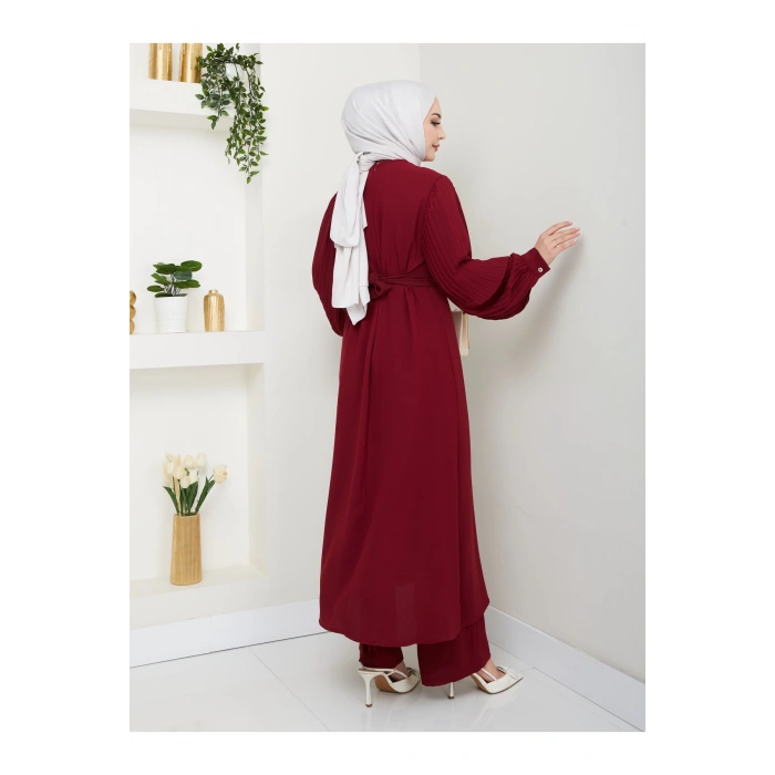 UZUN TAKIM 120CM BOY ÖNDEN YIRTMAÇLI KOLU PİLİSELİ PANTOLON TAKIM 840