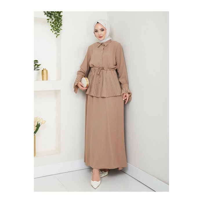 ETEKLI PİLİSELİ DETAYLI TESETTÜR TAKIM