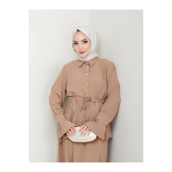 ETEKLI PİLİSELİ DETAYLI TESETTÜR TAKIM