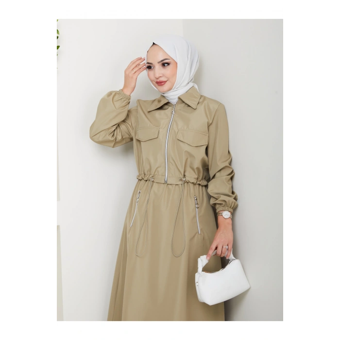 FERMUARLI CEPLİ TRENÇKOT ETEKLİ TAKIM TESETTÜR TAKIM MİNT