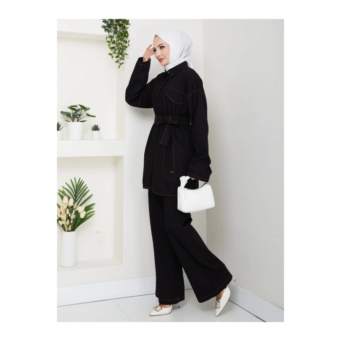 KADIN CEP DETAYLI KÜŞAKLI DENİM CEKET PANTALON TAKIM JEAN PREMİUM