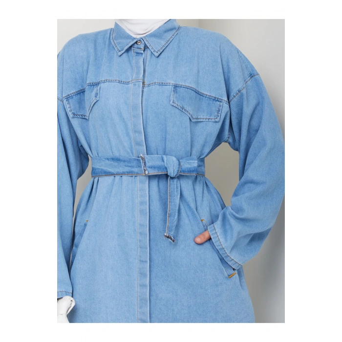 KADIN CEP DETAYLI KÜŞAKLI DENİM CEKET PANTALON TAKIM JEAN PREMİUM