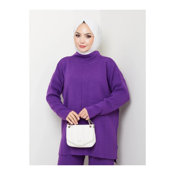 KADIN TRİKO TAKIM YARIM BALIKÇI YAKA PANTOLON KAZAK TAKIM