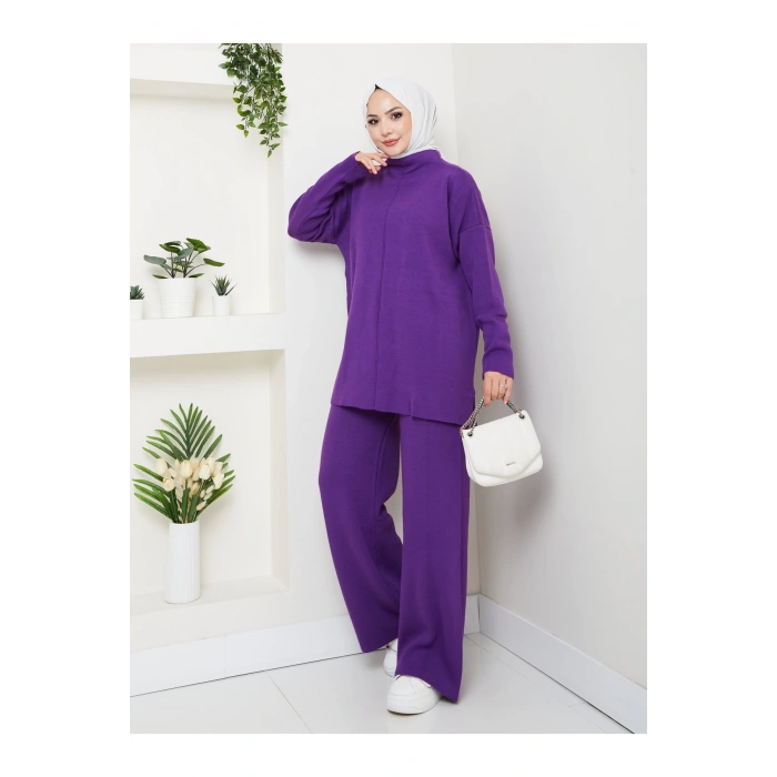 KADIN TRİKO TAKIM YARIM BALIKÇI YAKA PANTOLON KAZAK TAKIM