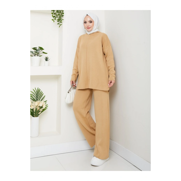 KADIN TRİKO TAKIM YARIM BALIKÇI YAKA PANTOLON KAZAK TAKIM