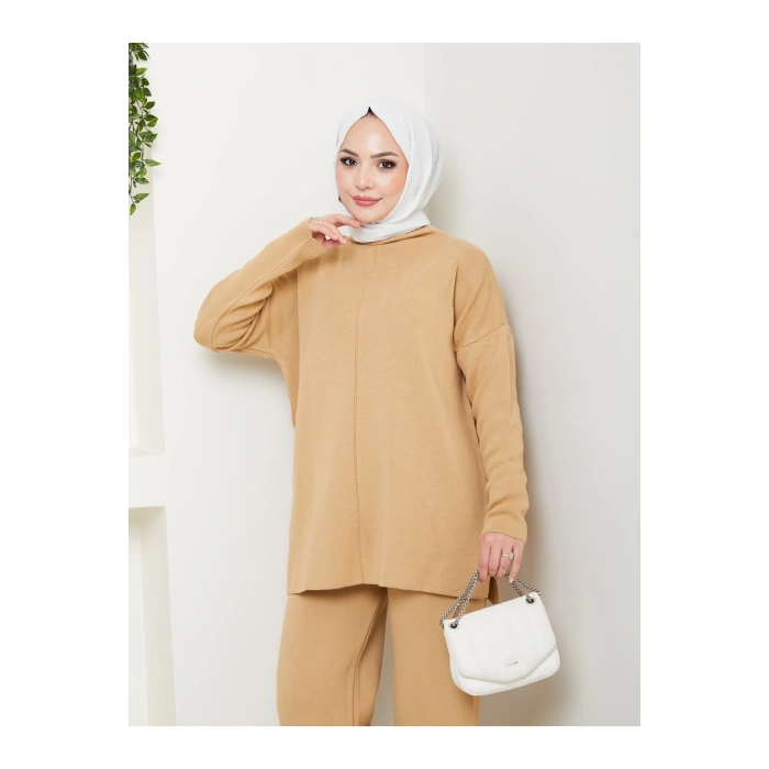 KADIN TRİKO TAKIM YARIM BALIKÇI YAKA PANTOLON KAZAK TAKIM