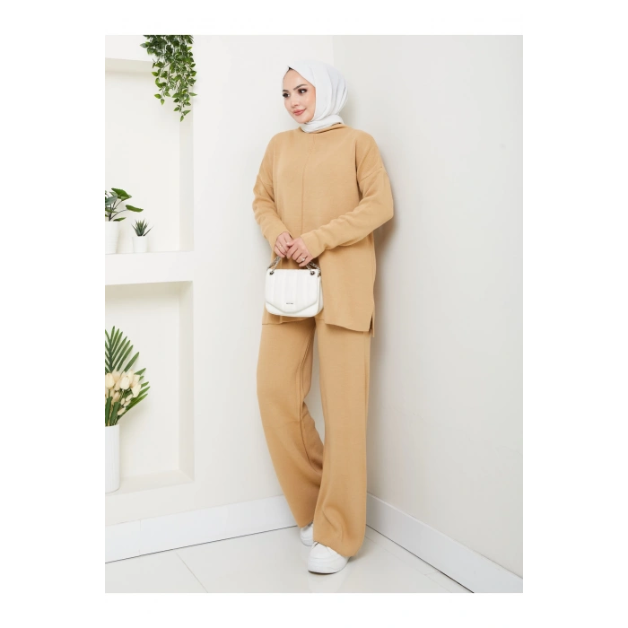 KADIN TRİKO TAKIM YARIM BALIKÇI YAKA PANTOLON KAZAK TAKIM