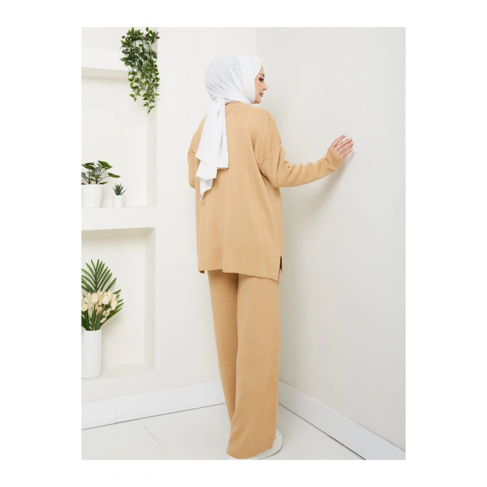 KADIN TRİKO TAKIM YARIM BALIKÇI YAKA PANTOLON KAZAK TAKIM