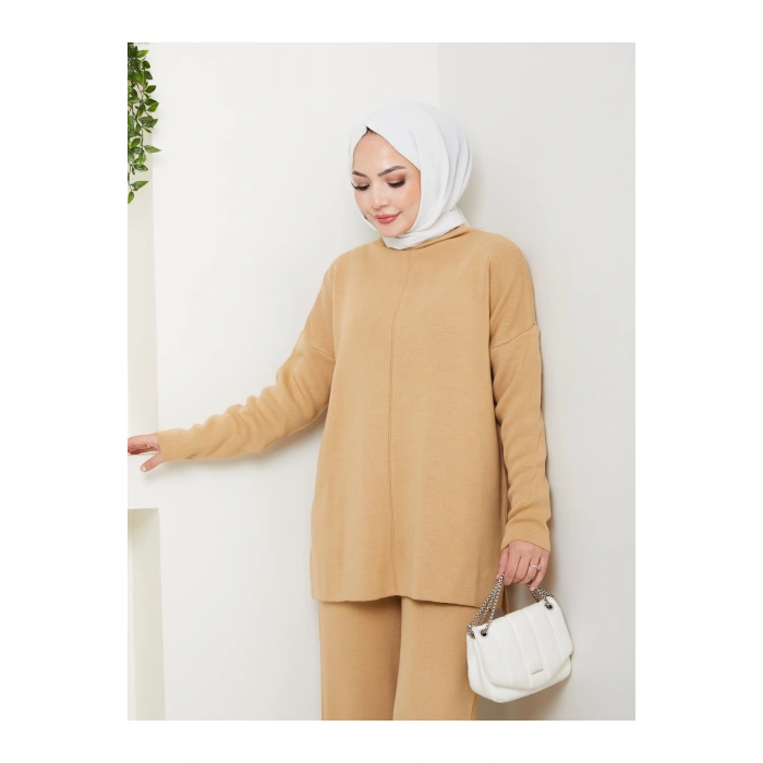 KADIN TRİKO TAKIM YARIM BALIKÇI YAKA PANTOLON KAZAK TAKIM