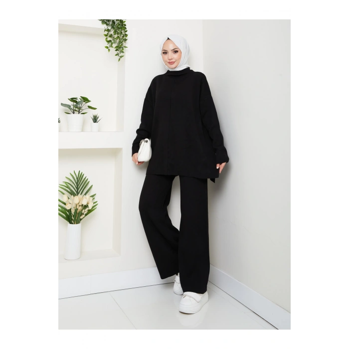 KADIN TRİKO TAKIM YARIM BALIKÇI YAKA PANTOLON KAZAK TAKIM