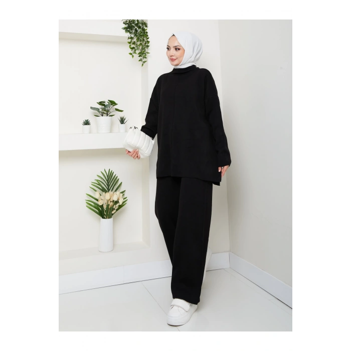 KADIN TRİKO TAKIM YARIM BALIKÇI YAKA PANTOLON KAZAK TAKIM