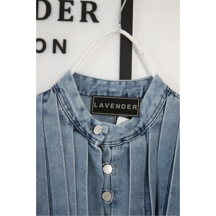 KADIN DRAPELI DÜĞMELI PİLİSELİ KOT ELBİSE