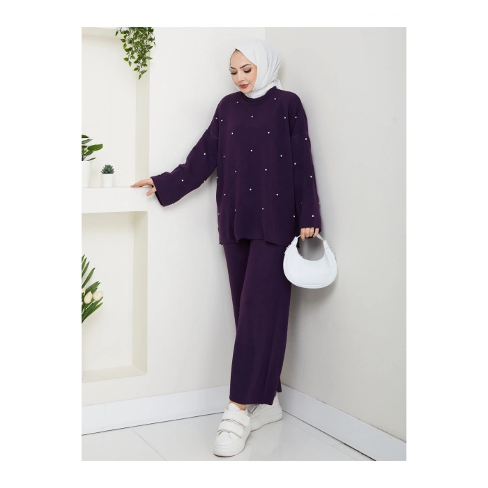 KADIN TAŞ DETAYLI TRİKO TAKIM