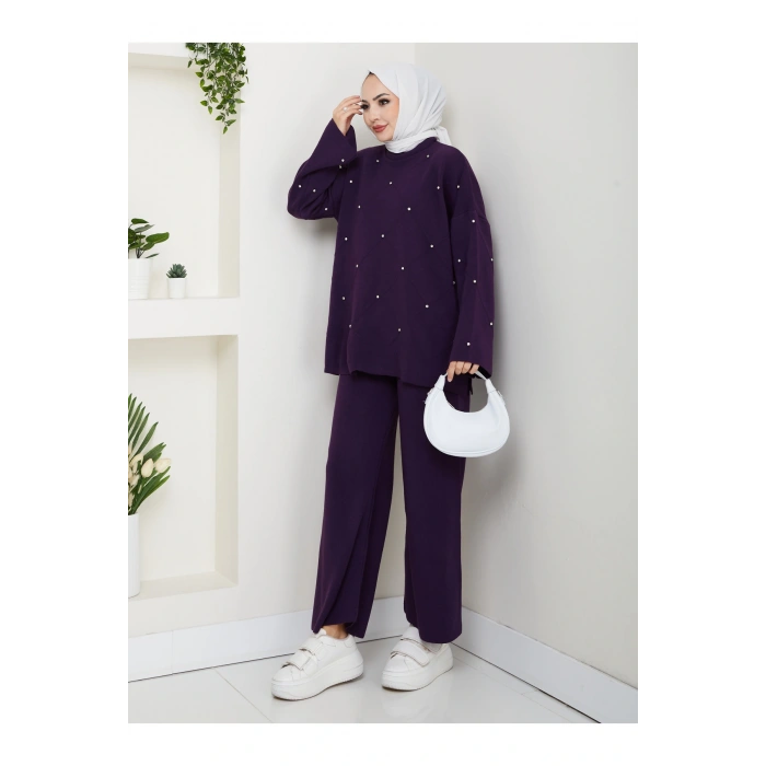 KADIN TAŞ DETAYLI TRİKO TAKIM