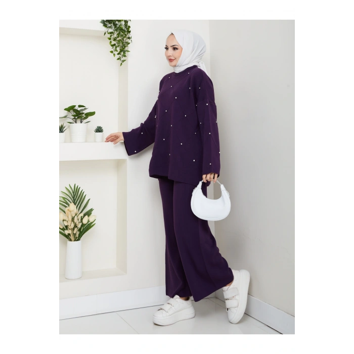 KADIN TAŞ DETAYLI TRİKO TAKIM