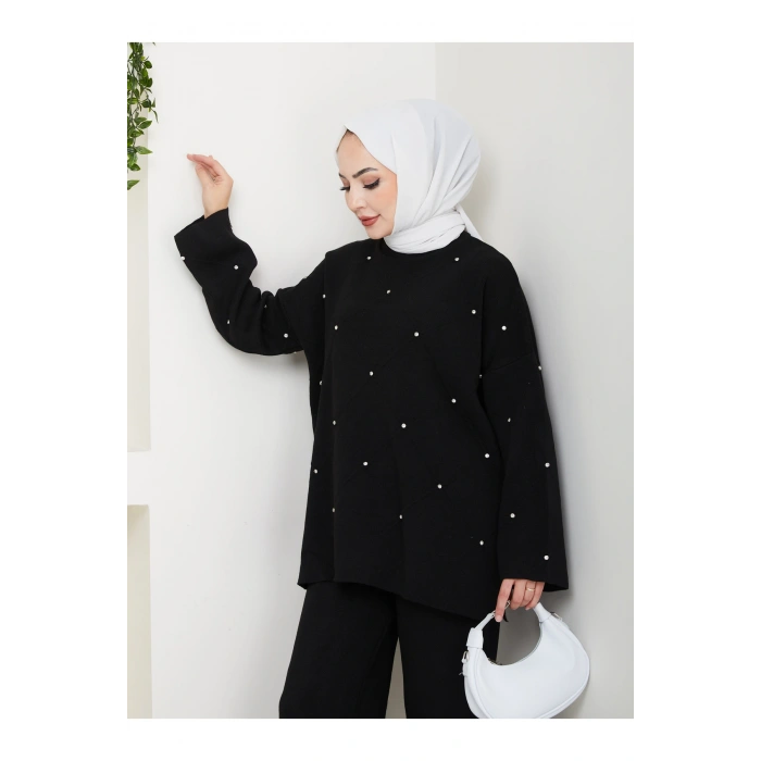 KADIN TAŞ DETAYLI TRİKO TAKIM