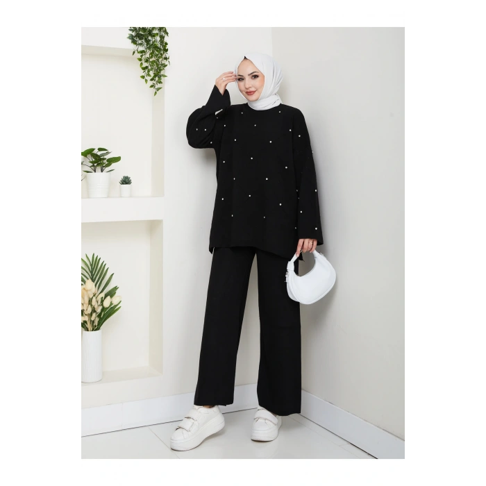 KADIN TAŞ DETAYLI TRİKO TAKIM