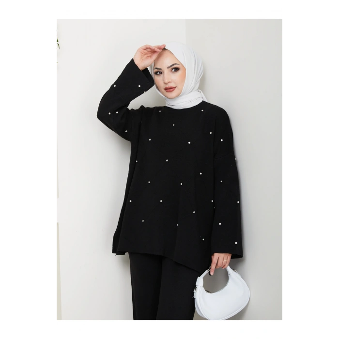 KADIN TAŞ DETAYLI TRİKO TAKIM