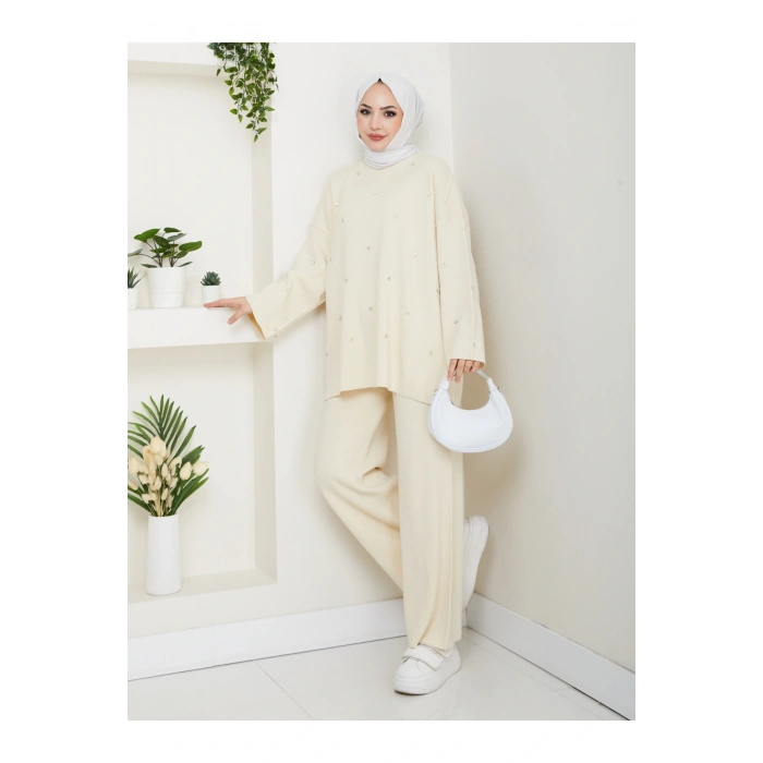 KADIN TAŞ DETAYLI TRİKO TAKIM