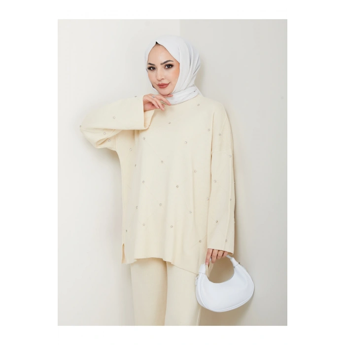 KADIN TAŞ DETAYLI TRİKO TAKIM