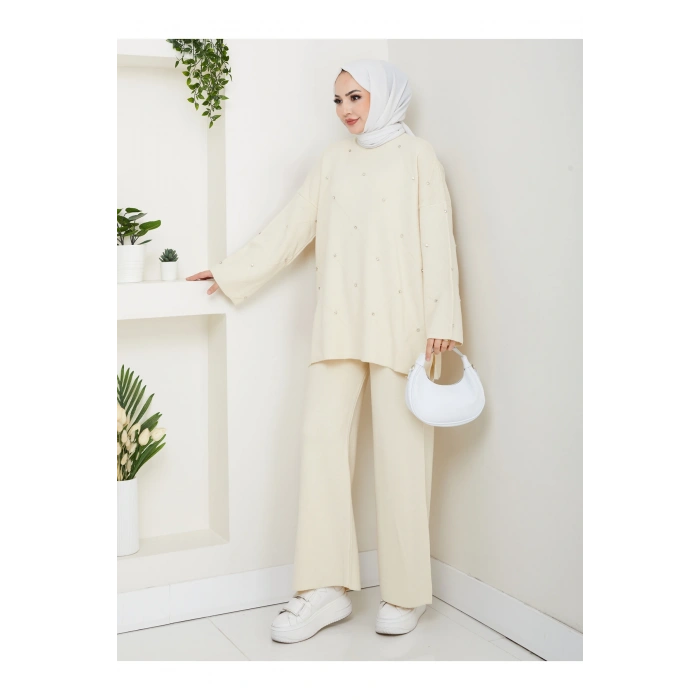 KADIN TAŞ DETAYLI TRİKO TAKIM