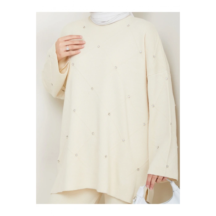 KADIN TAŞ DETAYLI TRİKO TAKIM