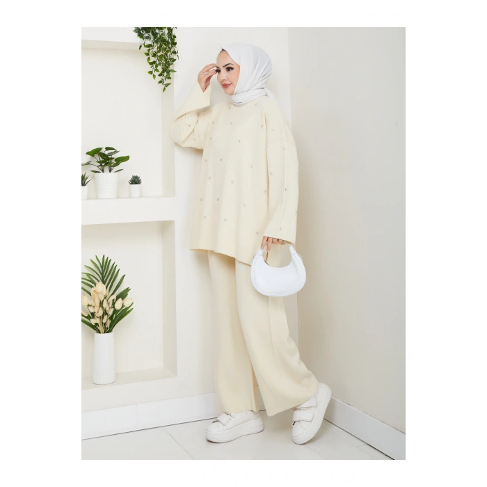 KADIN TAŞ DETAYLI TRİKO TAKIM