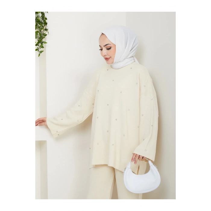 KADIN TAŞ DETAYLI TRİKO TAKIM